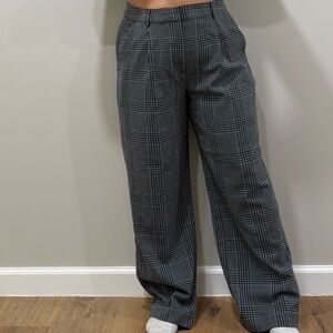 Old Navy Women's Gray Checkered Wide Leg Pants